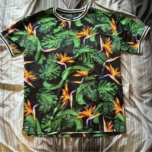Rocawear Green and Orange Tropical Men's Tee